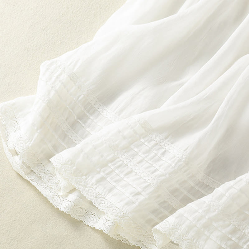 Nimara Ritual Summer Plain Drawstring Lace Patchwork Design Women's 7-8 Length Skirt