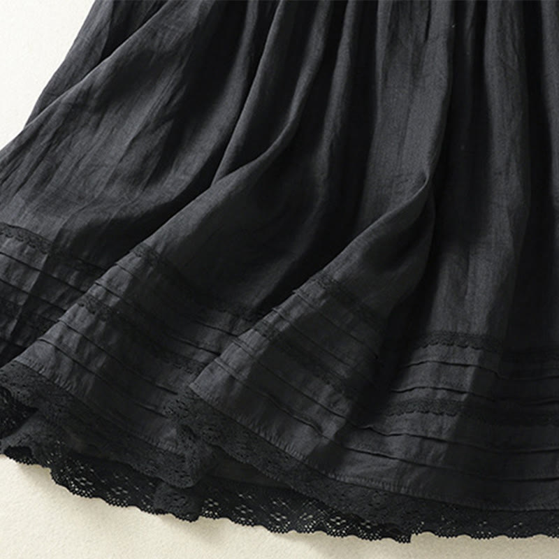 Nimara Ritual Summer Plain Drawstring Lace Patchwork Design Women's 7-8 Length Skirt