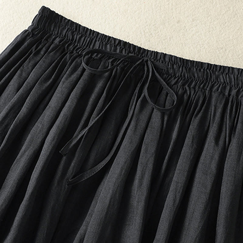 Nimara Ritual Summer Plain Drawstring Lace Patchwork Design Women's 7-8 Length Skirt
