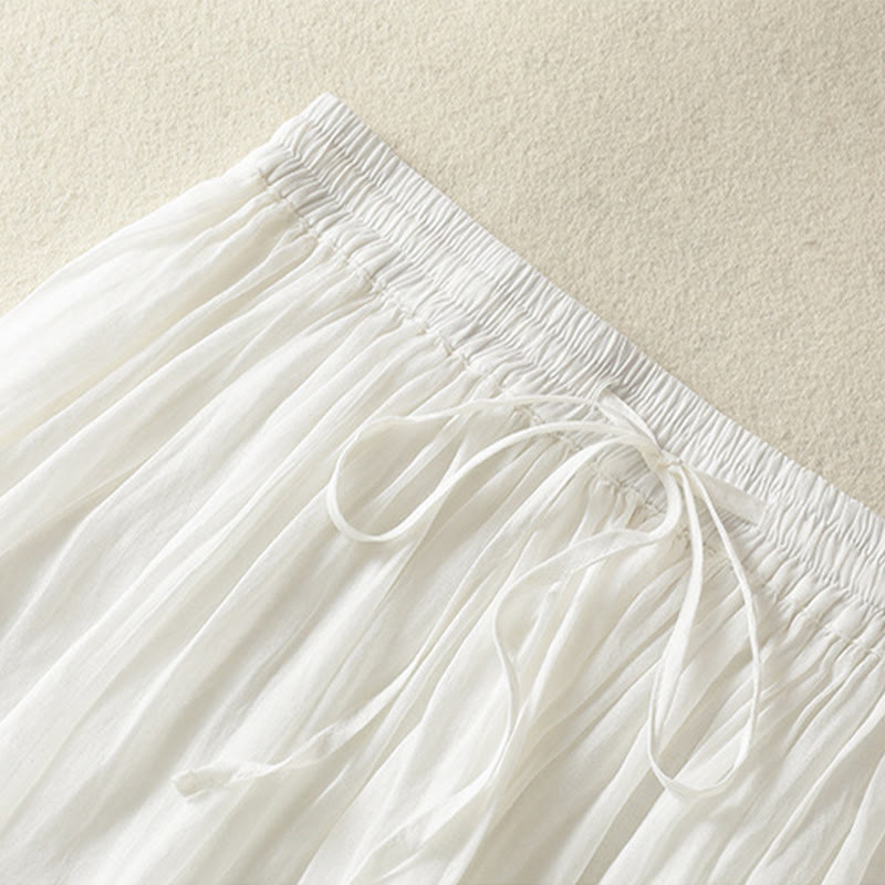 Nimara Ritual Summer Plain Drawstring Lace Patchwork Design Women's 7-8 Length Skirt