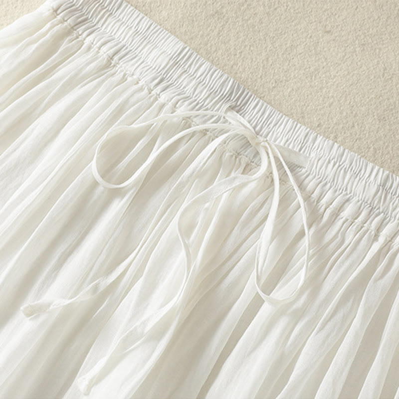 Nimara Ritual Summer Plain Drawstring Lace Patchwork Design Women's 7-8 Length Skirt