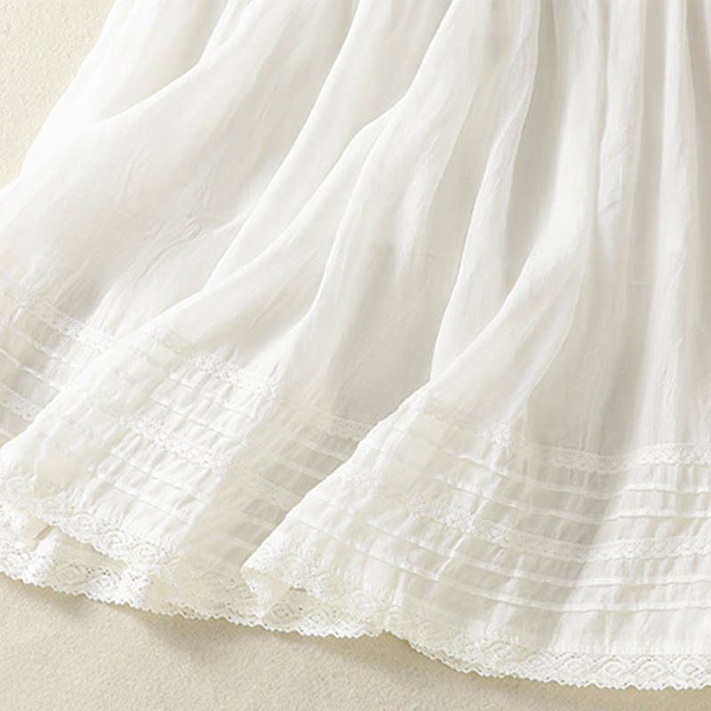 Nimara Ritual Summer Plain Drawstring Lace Patchwork Design Women's 7-8 Length Skirt