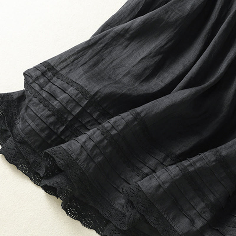 Nimara Ritual Summer Plain Drawstring Lace Patchwork Design Women's 7-8 Length Skirt