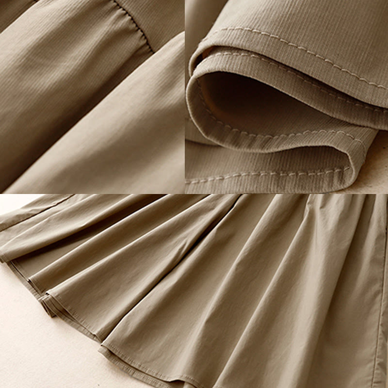 Nimara Ritual Casual Loose Plain Women's Cotton Elastic 7-8 Length Wide Leg Pants With Pockets