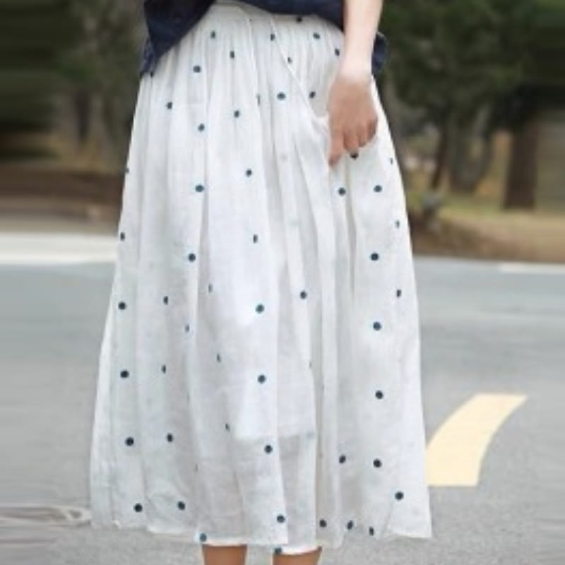 Nimara Ritual Artistic Vintage Dot Pattern Women's Pleated Skirt