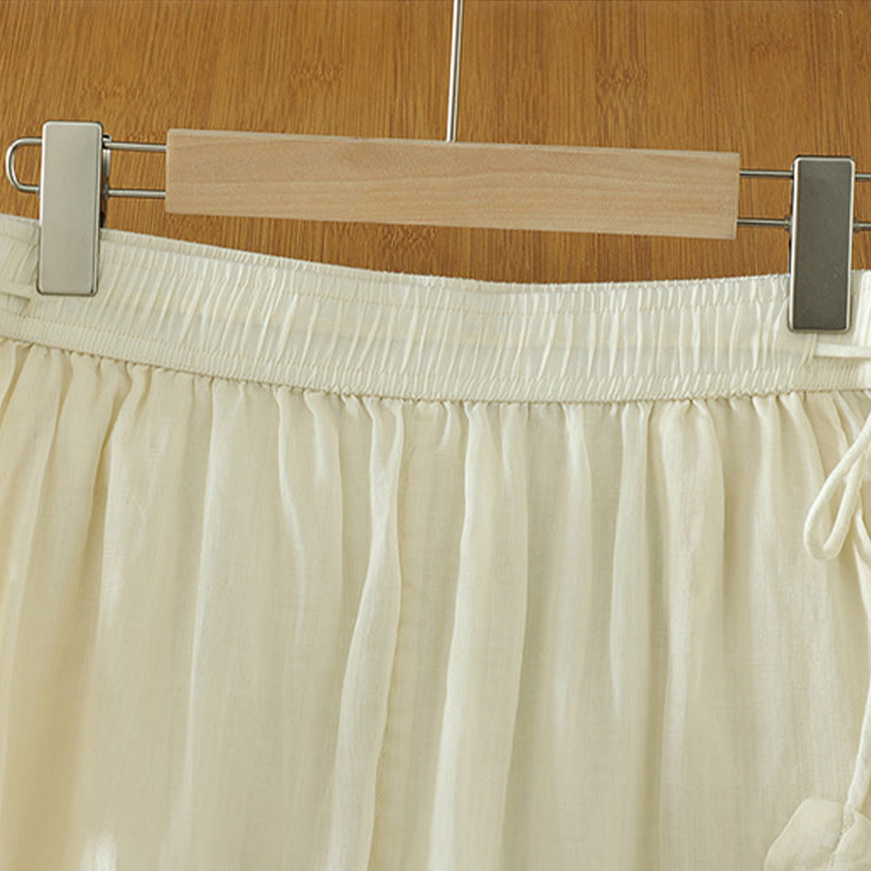 Nimara Ritual Casual Plain Lined Ribbon Elastic Women's Polyester Wide Leg Pants With Pockets