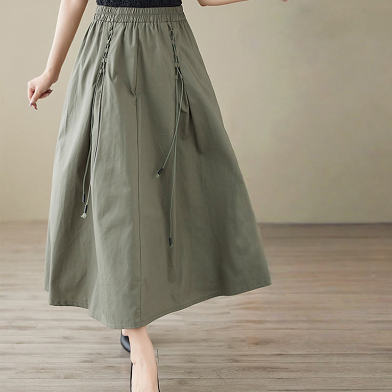 Nimara Ritual Summer Casual Pure Color Pleated Design Women's Cotton Skirt