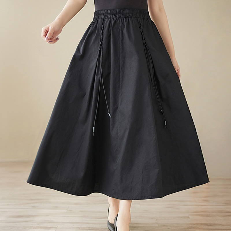 Nimara Ritual Summer Casual Pure Color Pleated Design Women's Cotton Skirt