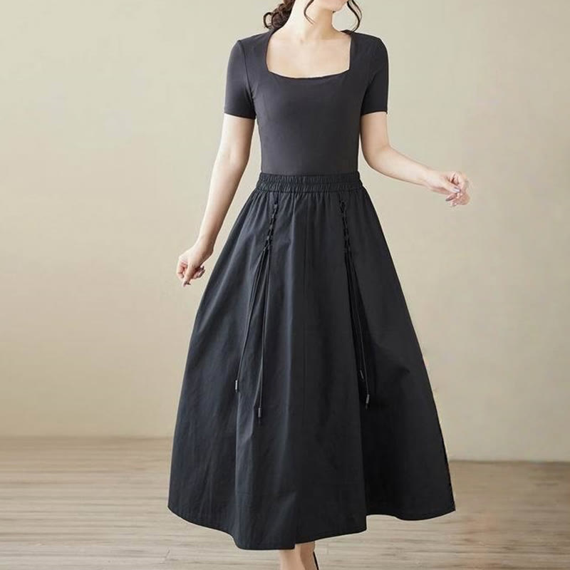 Nimara Ritual Summer Casual Pure Color Pleated Design Women's Cotton Skirt