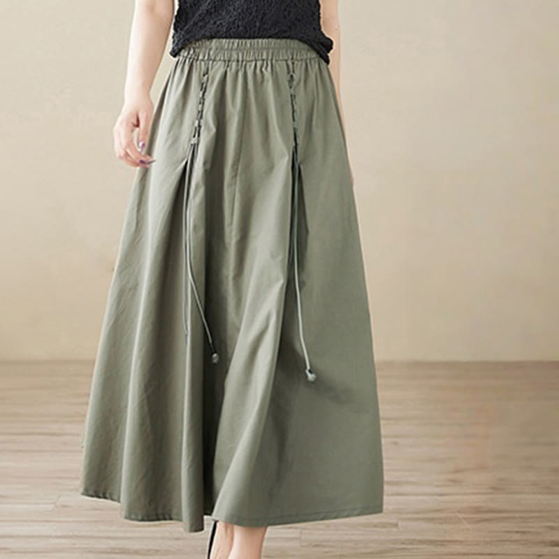 Nimara Ritual Summer Casual Pure Color Pleated Design Women's Cotton Skirt