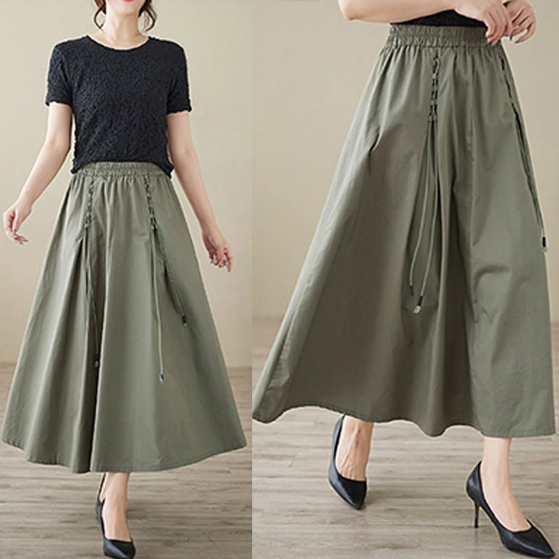Nimara Ritual Summer Casual Pure Color Pleated Design Women's Cotton Skirt