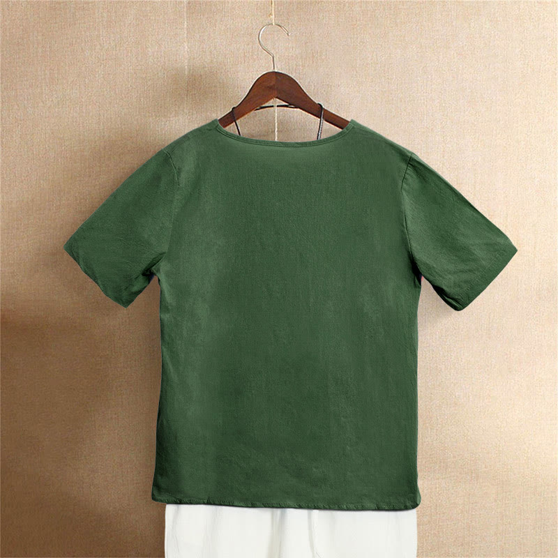 Nimara Ritual Casual Summer Pure Color Jacquard Button Crew Neck Women's Short Sleeve T-Shirt