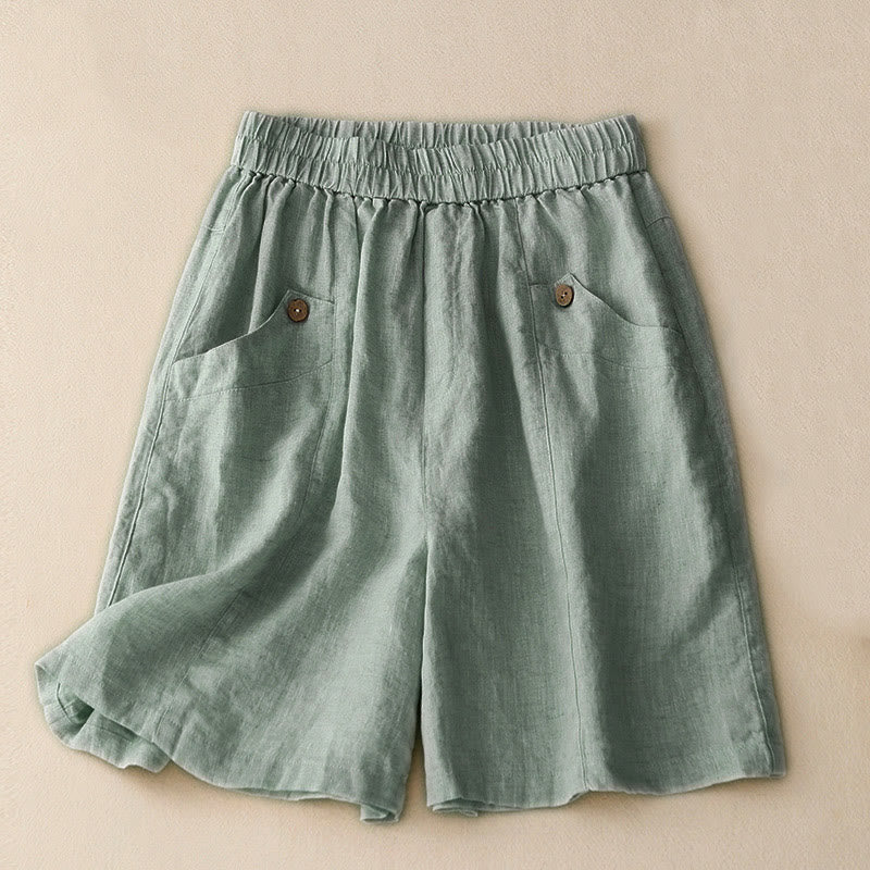 Nimara Ritual Summer Casual Buttons Plain Women's Shorts With Pockets
