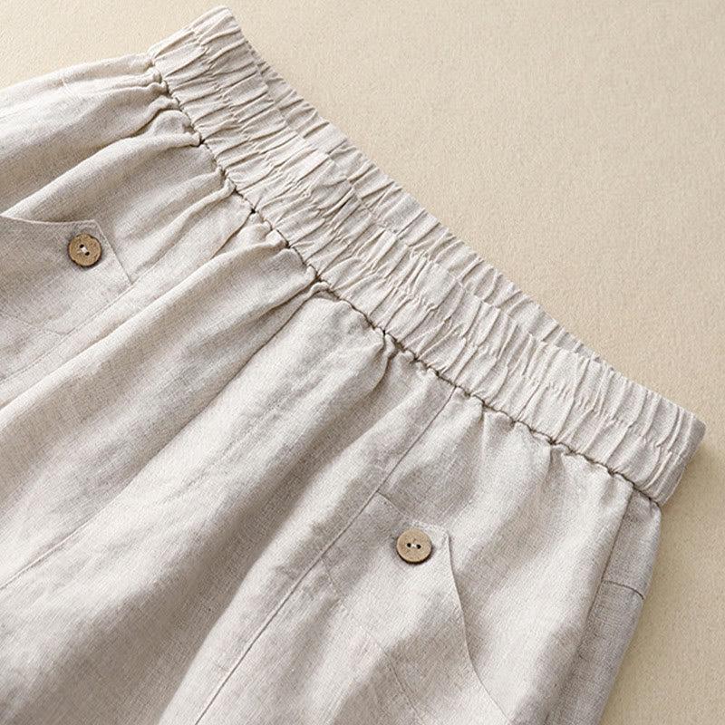 Nimara Ritual Summer Casual Buttons Plain Women's Shorts With Pockets