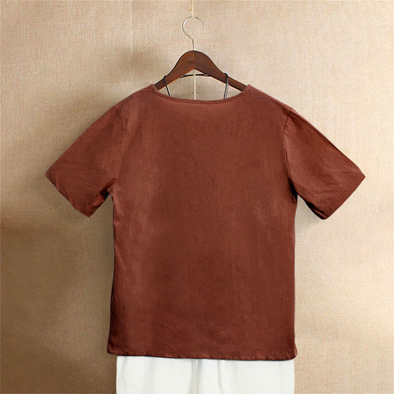 Nimara Ritual Casual Summer Pure Color Jacquard Button Crew Neck Women's Short Sleeve T-Shirt