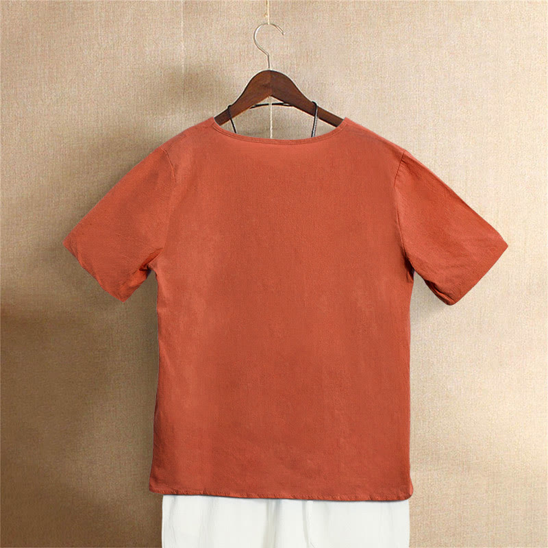 Nimara Ritual Casual Summer Pure Color Jacquard Button Crew Neck Women's Short Sleeve T-Shirt