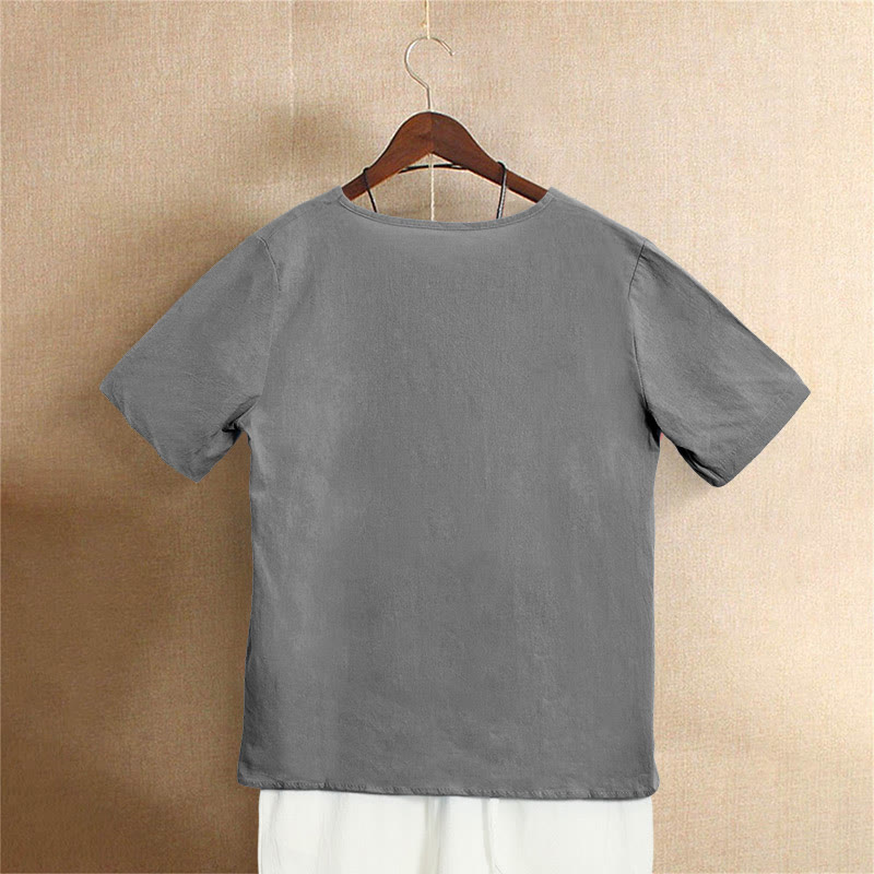 Nimara Ritual Casual Summer Pure Color Jacquard Button Crew Neck Women's Short Sleeve T-Shirt