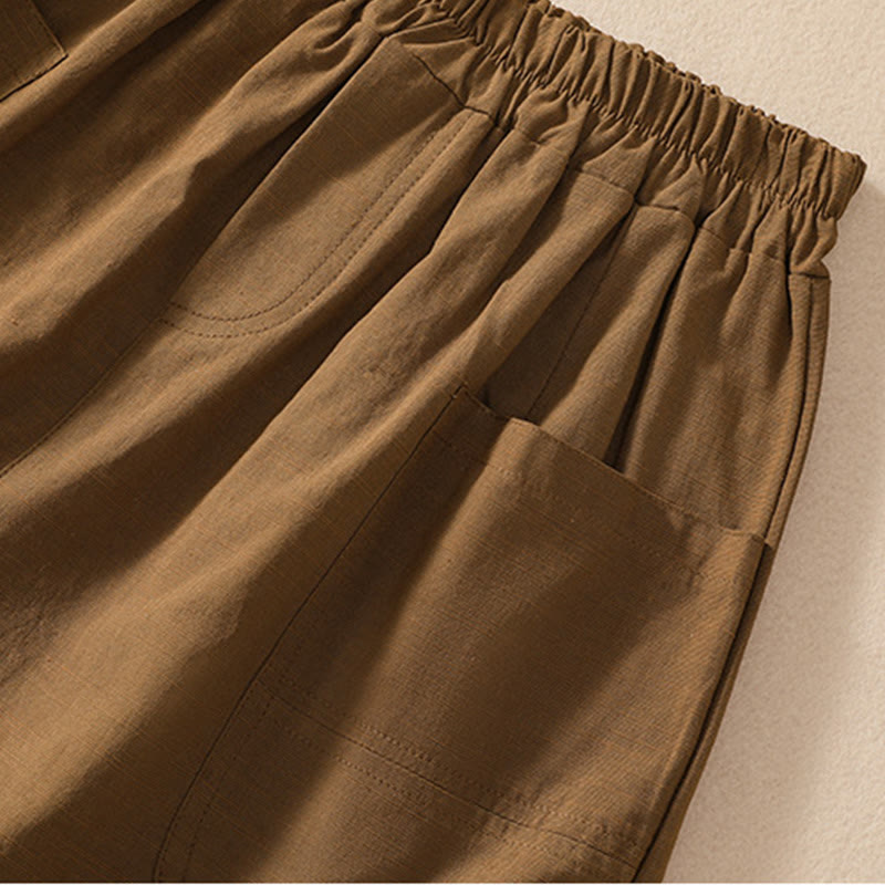 Nimara Ritual Summer Casual Elastic Waist Plain Women's Polyester Shorts With Pockets