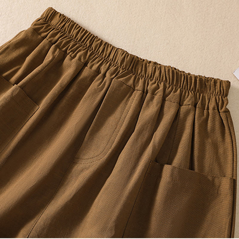 Nimara Ritual Summer Casual Elastic Waist Plain Women's Polyester Shorts With Pockets