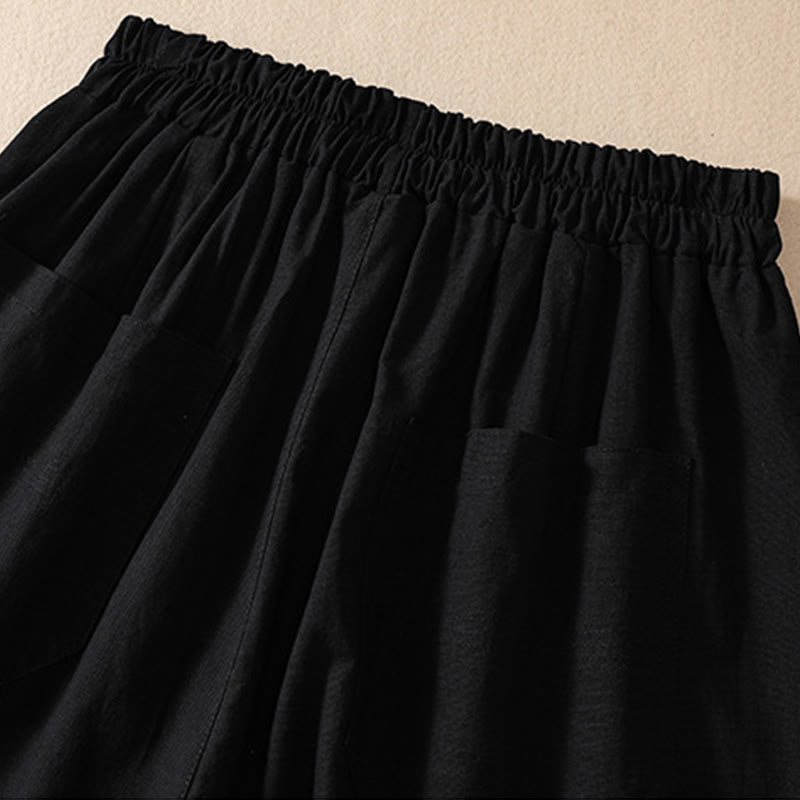 Nimara Ritual Summer Casual Elastic Waist Plain Women's Polyester Shorts With Pockets
