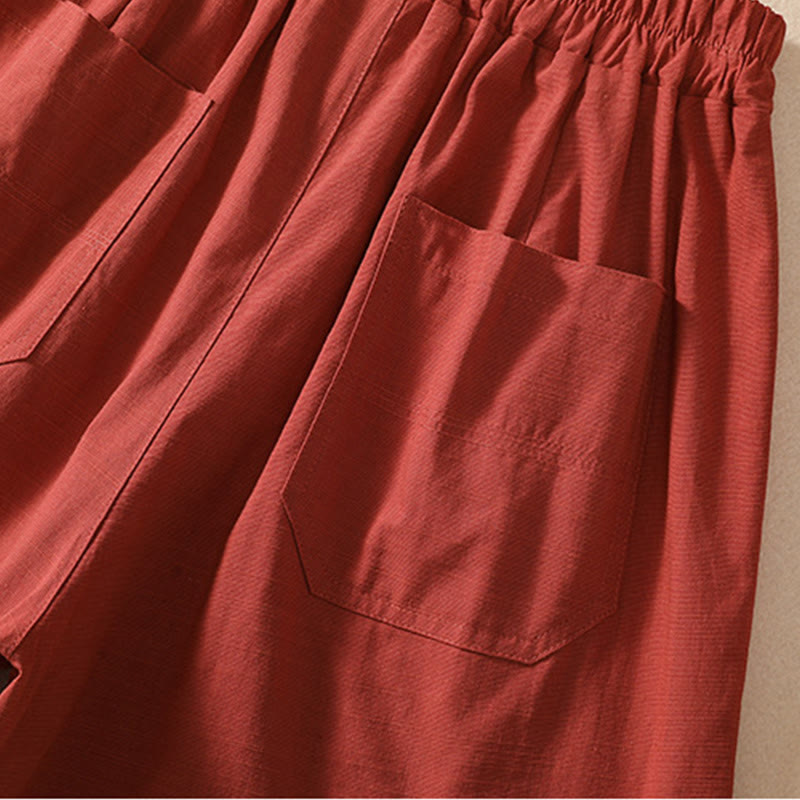 Nimara Ritual Summer Casual Elastic Waist Plain Women's Polyester Shorts With Pockets
