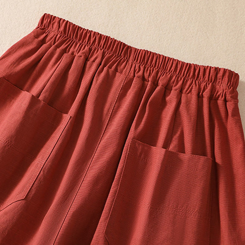 Nimara Ritual Summer Casual Elastic Waist Plain Women's Polyester Shorts With Pockets