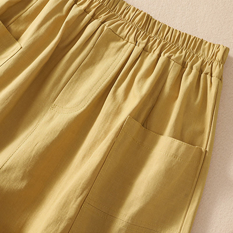 Nimara Ritual Summer Casual Elastic Waist Plain Women's Polyester Shorts With Pockets