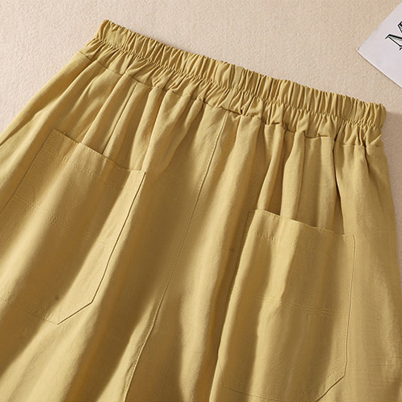 Nimara Ritual Summer Casual Elastic Waist Plain Women's Polyester Shorts With Pockets