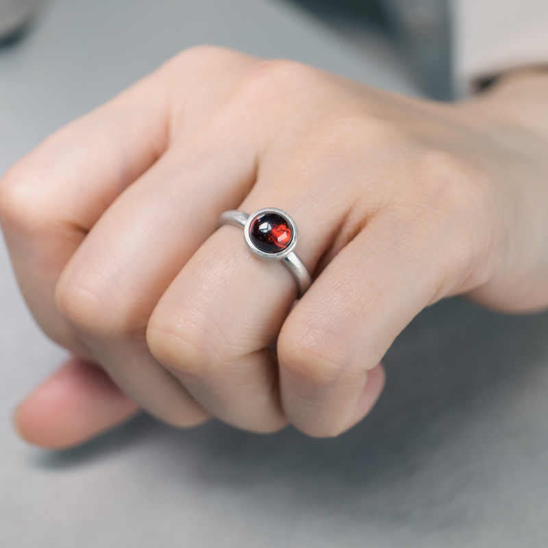 Nimara Ritual Natural 925 Sterling Silver Garnet Adjustable Protection Ring