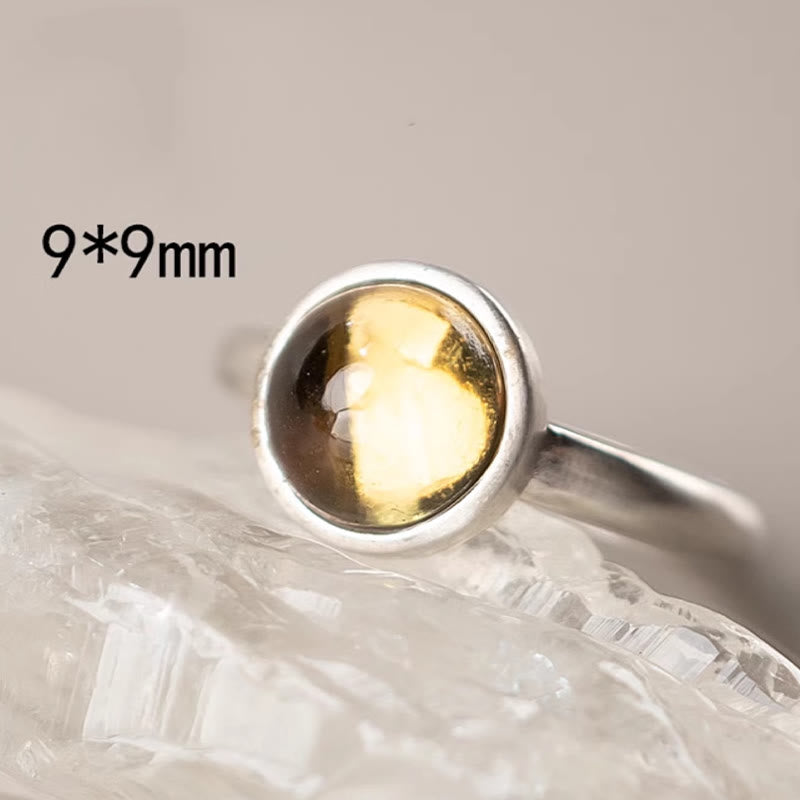 Nimara Ritual Natural 925 Sterling Silver Prehnite Citrine Adjustable Happiness Ring