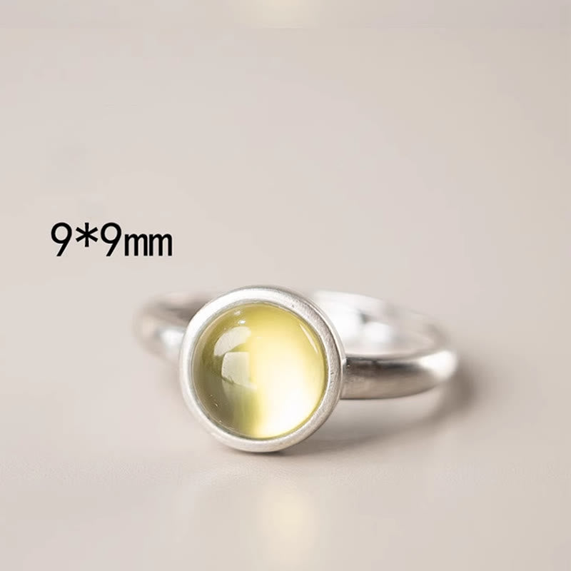 Nimara Ritual Natural 925 Sterling Silver Prehnite Citrine Adjustable Happiness Ring
