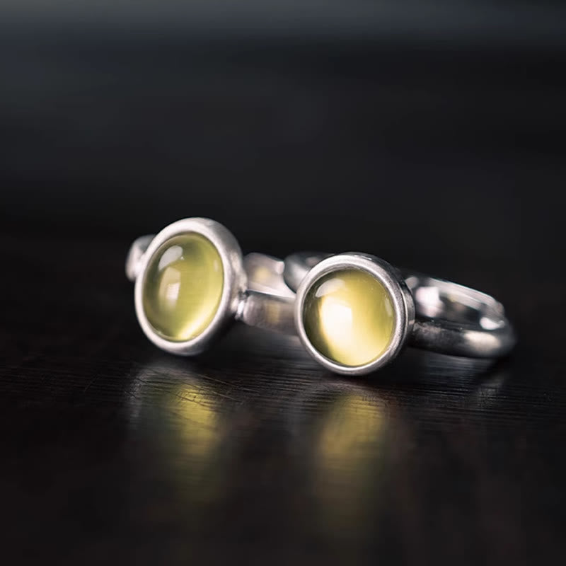 Nimara Ritual Natural 925 Sterling Silver Prehnite Citrine Adjustable Happiness Ring