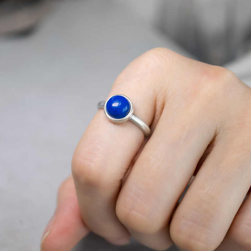 Nimara Ritual Natural 925 Sterling Silver Lazurite Turquoise Adjustable Balance Ring