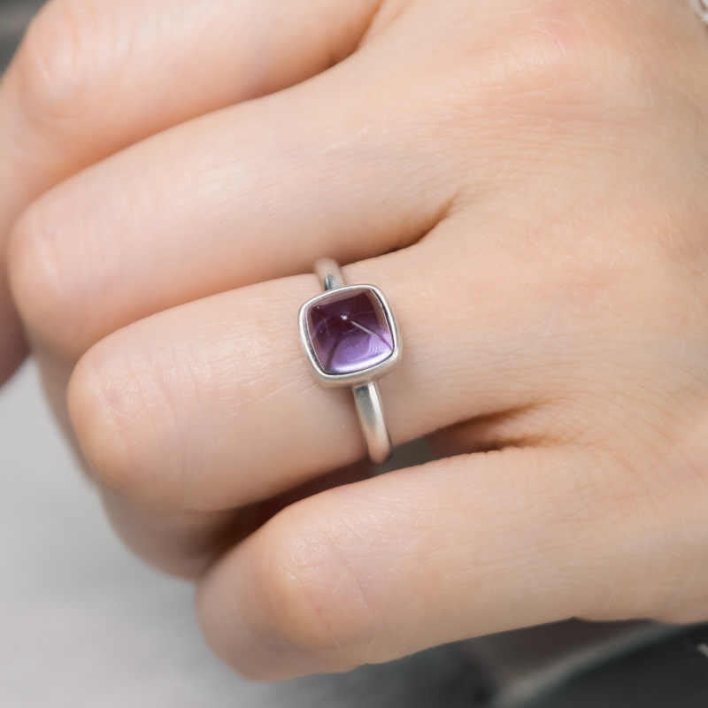 Nimara Ritual Natural 925 Sterling Silver Amethyst Adjustable Balance Ring