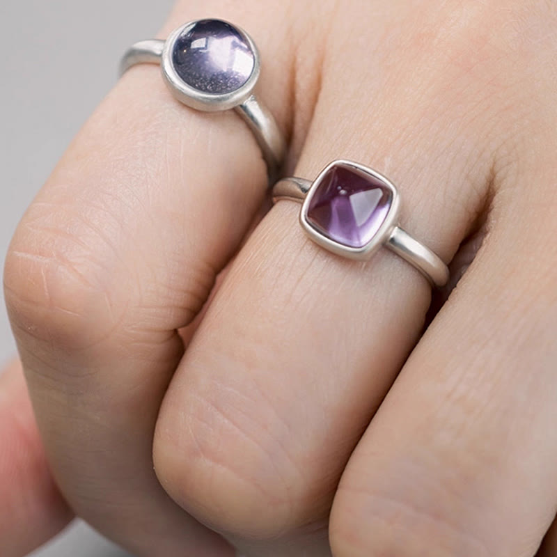 Nimara Ritual Natural 925 Sterling Silver Amethyst Adjustable Balance Ring