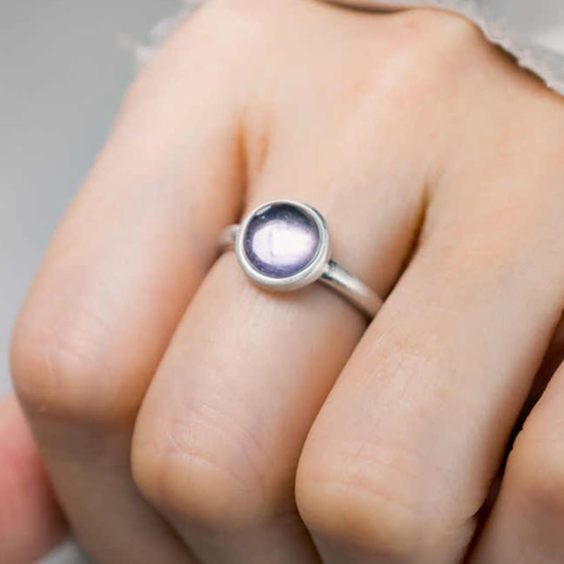 Nimara Ritual Natural 925 Sterling Silver Amethyst Adjustable Balance Ring