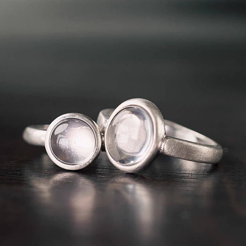 Nimara Ritual Natural 925 Sterling Silver Pink Crystal Adjustable Warmth Ring