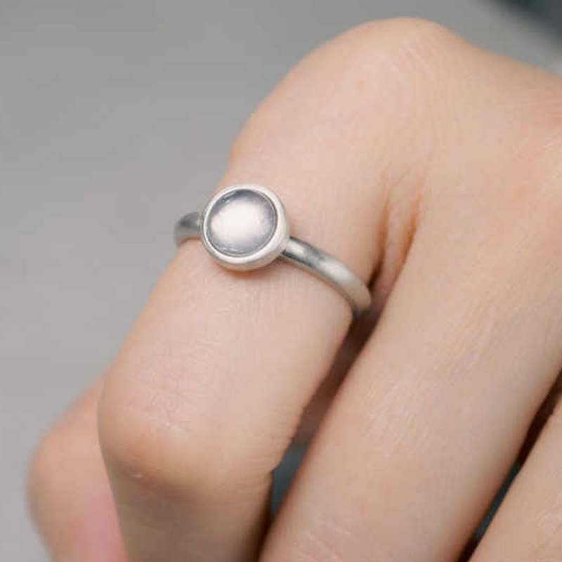 Nimara Ritual Natural 925 Sterling Silver Pink Crystal Adjustable Warmth Ring