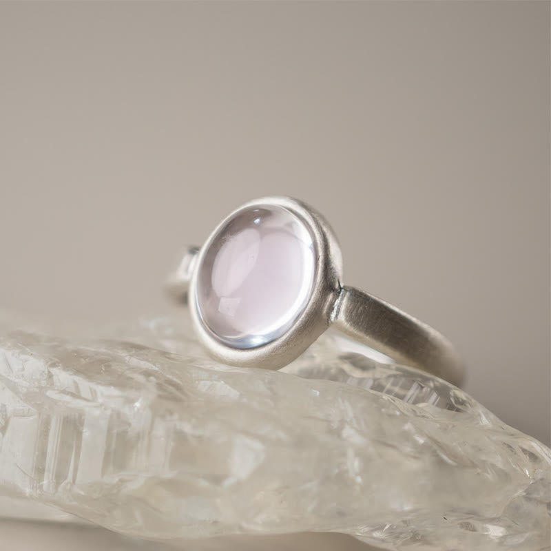 Nimara Ritual Natural 925 Sterling Silver Pink Crystal Adjustable Warmth Ring