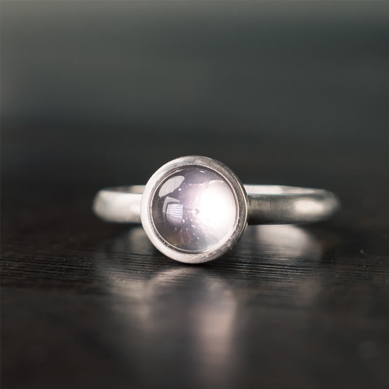 Nimara Ritual Natural 925 Sterling Silver Pink Crystal Adjustable Warmth Ring