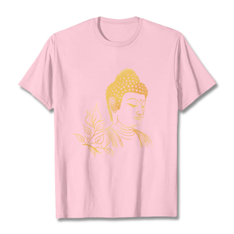Nimara Ritual Golden Leaves Meditation Buddha Tee T-shirt