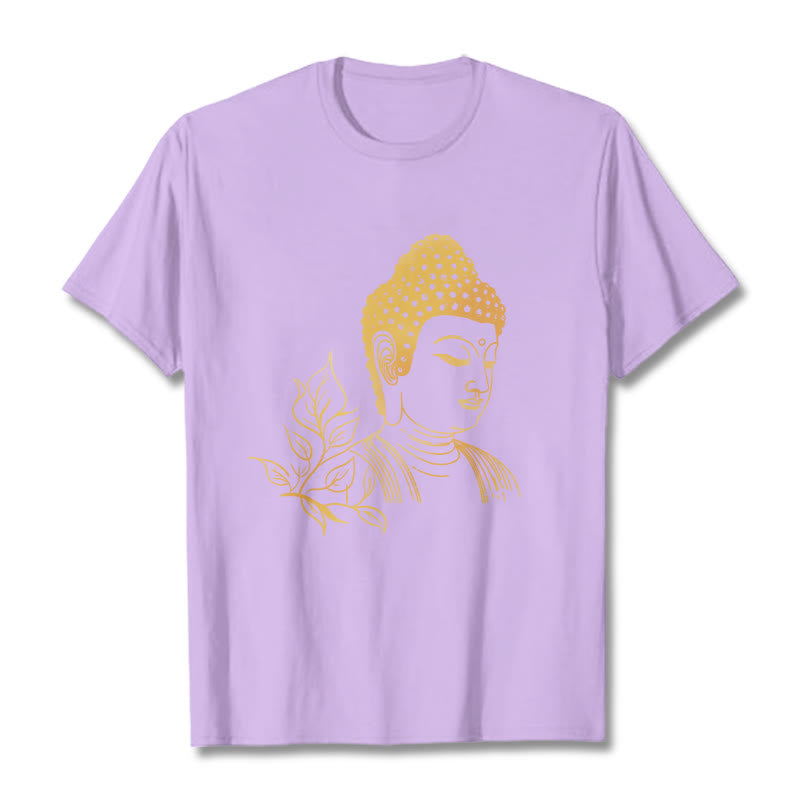 Nimara Ritual Golden Leaves Meditation Buddha Tee T-shirt