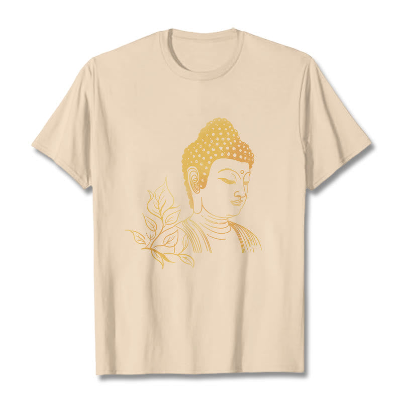 Nimara Ritual Golden Leaves Meditation Buddha Tee T-shirt