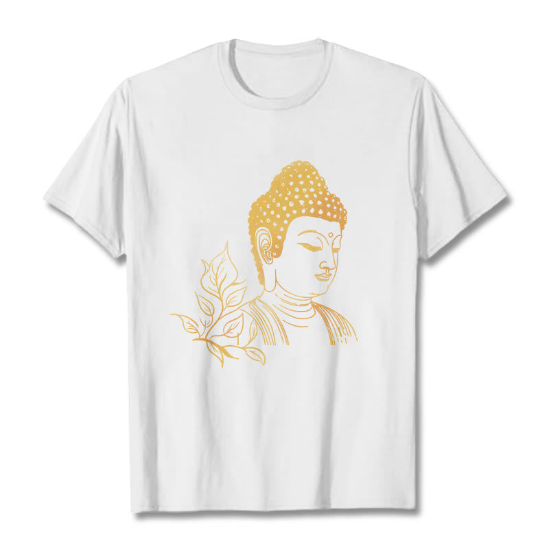 Nimara Ritual Golden Leaves Meditation Buddha Tee T-shirt
