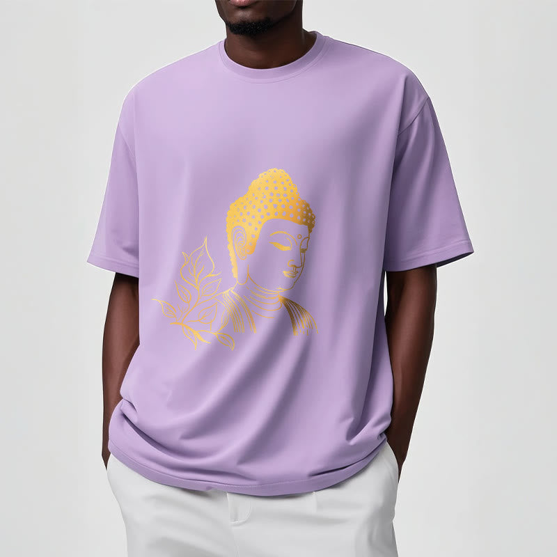 Nimara Ritual Golden Leaves Meditation Buddha Tee T-shirt