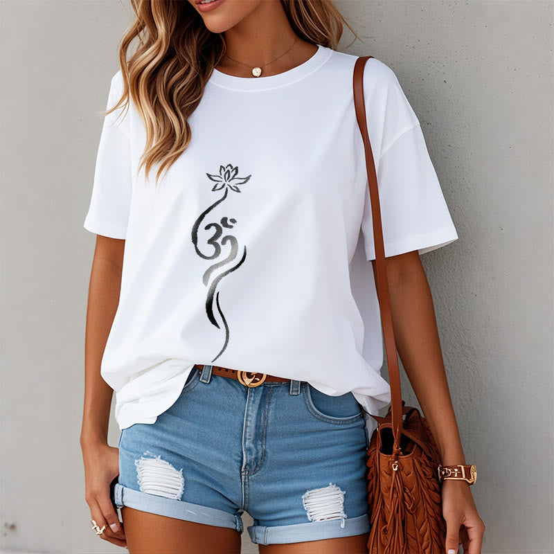 Nimara Ritual Lotus Flower Om Design Tee T-shirt