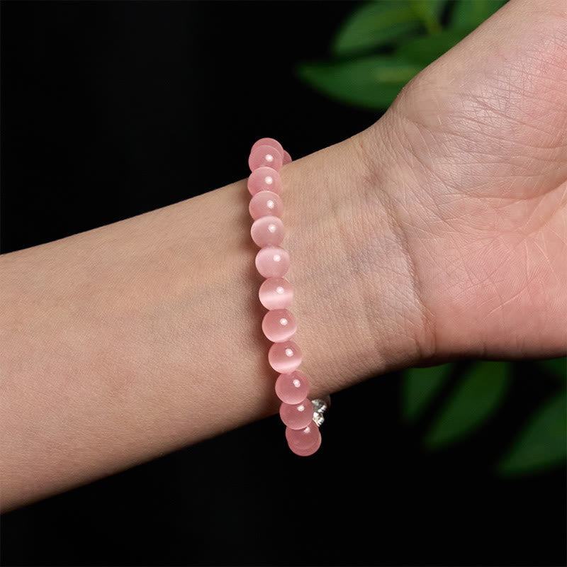 Nimara Ritual Natural Cat's Eye Beads 990 Sterling Silver Pixiu Positive Bracelet