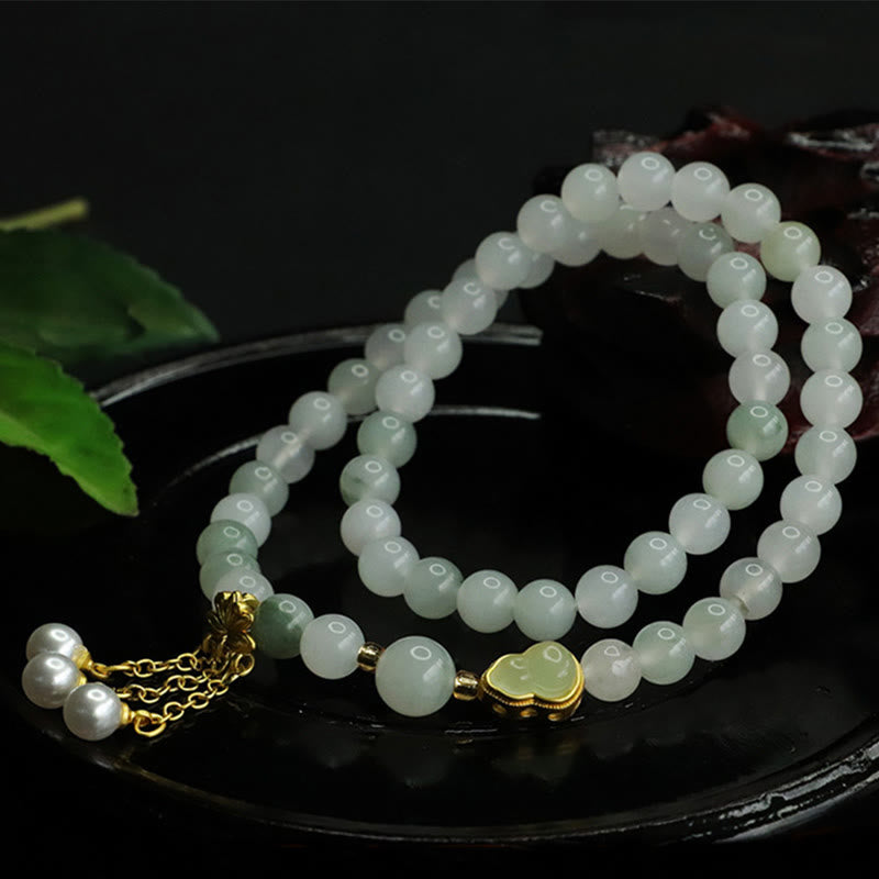 Nimara Ritual Natural Tianshan Jade Lotus Gourd Double Circle Prosperity Bracelet