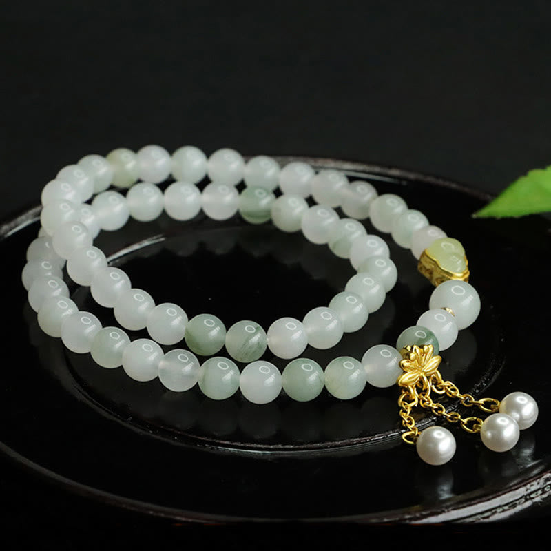 Nimara Ritual Natural Tianshan Jade Lotus Gourd Double Circle Prosperity Bracelet