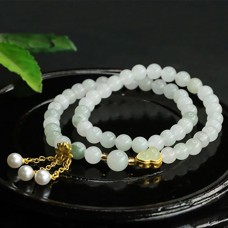 Nimara Ritual Natural Tianshan Jade Lotus Gourd Double Circle Prosperity Bracelet